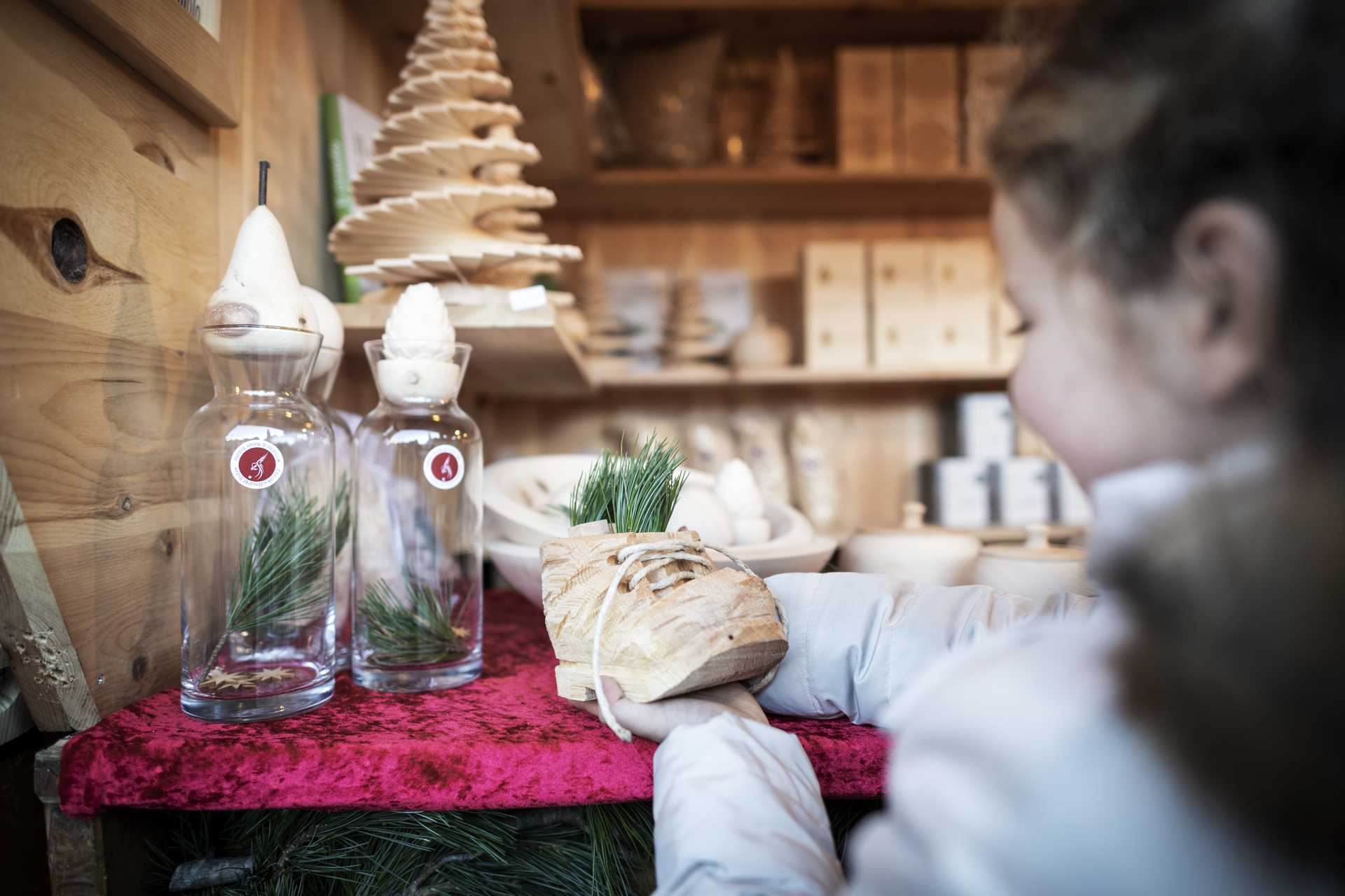 Wood carving at a Christmas market stall