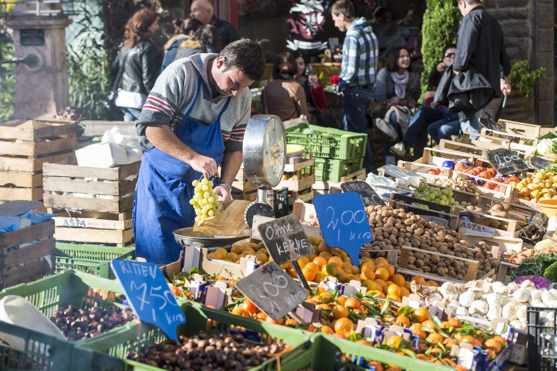 Farmers' market with many organic products