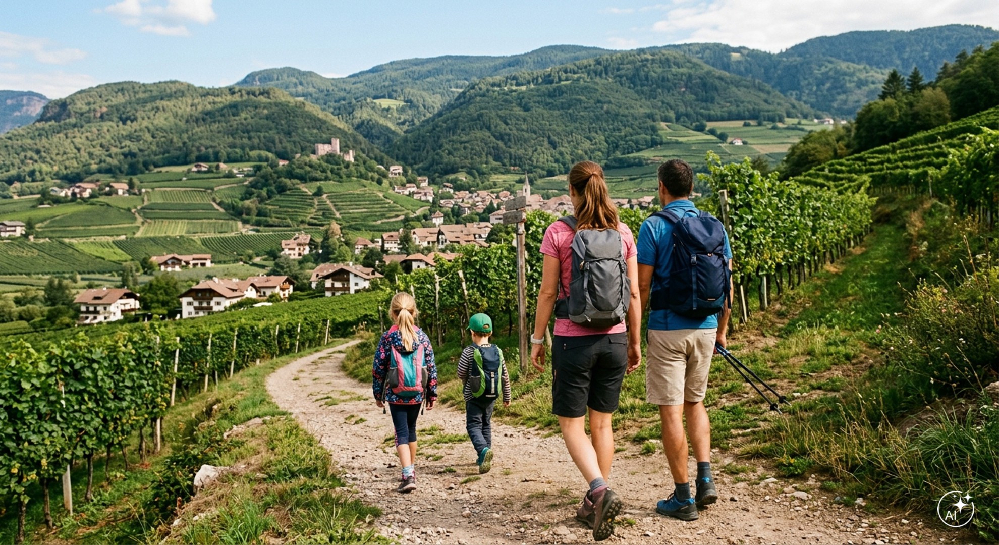 Escursione nella regione dell'Oltradige con una famiglia con 2 bambini