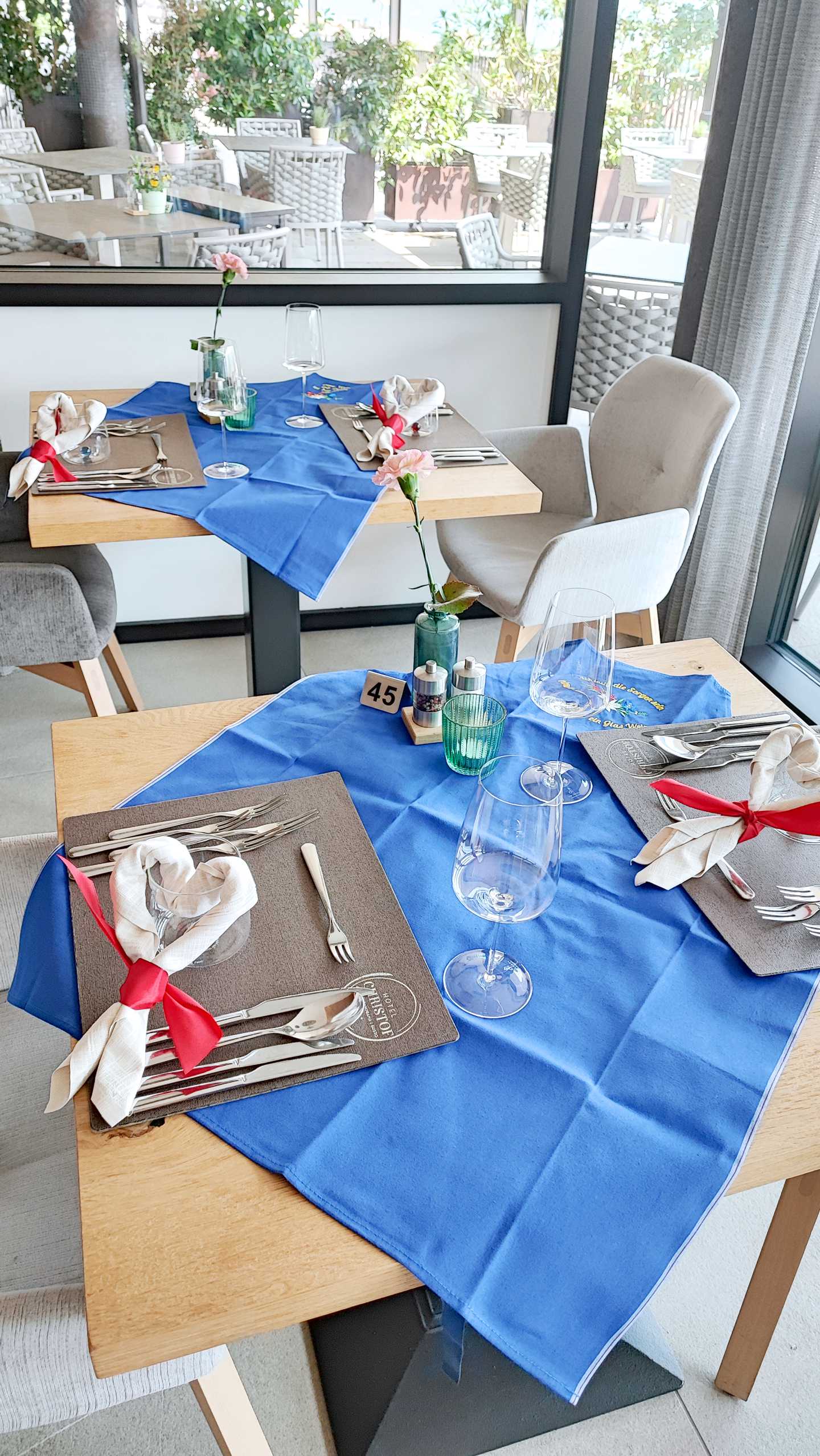 A traditional farm apron used as a tablecloth