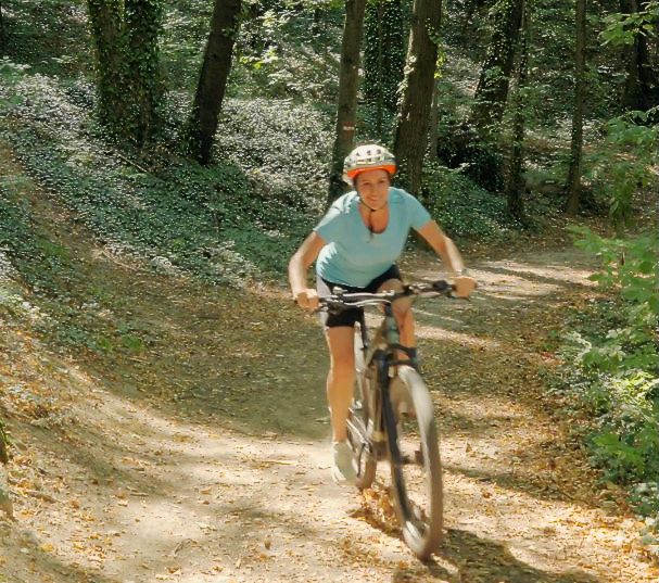 mit dem Mountainbike auf Waldwegen