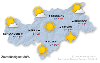 Wetterkarte Südtirol