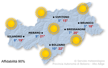 Cartina meteo Alto Adige