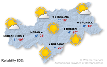 Weather map of South Tyrol